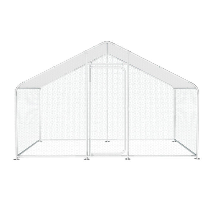 Large Metal Chicken Coop Outdoor Walk-in Chicken Run Poultry Cage Pen W/ Water & UV Proof Cover For Backyard Farm for Hens, Ducks, Rabbits, or Small Animals 10'×6.6'×6.6', Spire Top