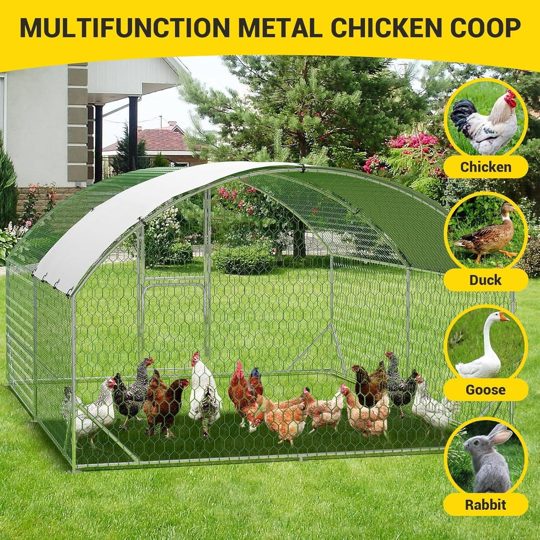 M optimized Large Metal Chicken Coop 9.8' W x 13.1' D x 6.6' H Metal Chicken Run with Reinforced Triangle Support & Double Doors, Outdoor Walk-in Poultry Cage for Yard