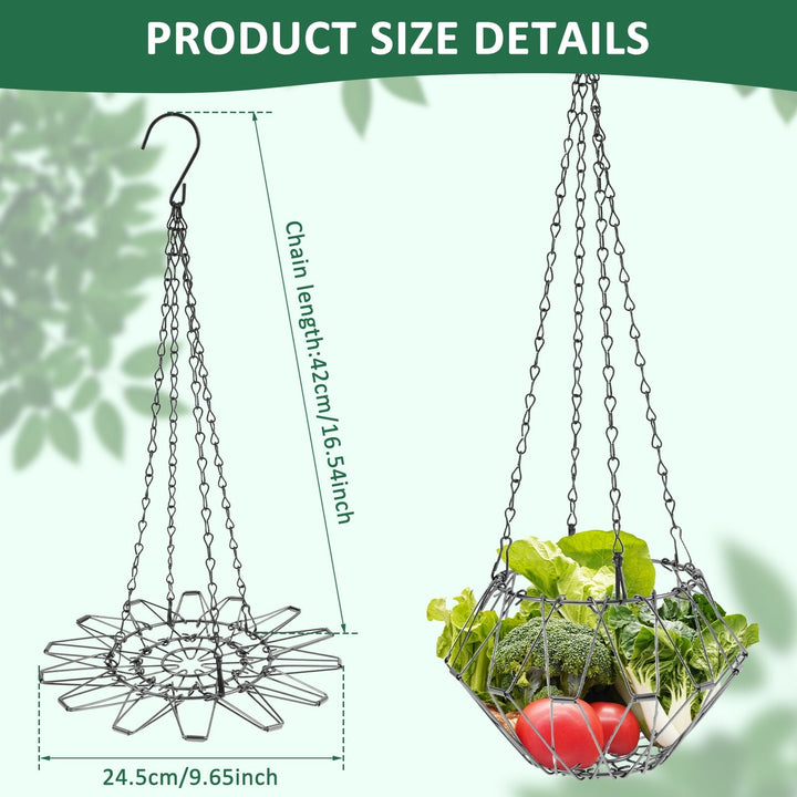 Grusce 2PCS Stainless Steel Chicken Vegetable Hanging Feeder, Large Capacity Chicken Fruit Feeder Reduced Waste for Duck Rabbit