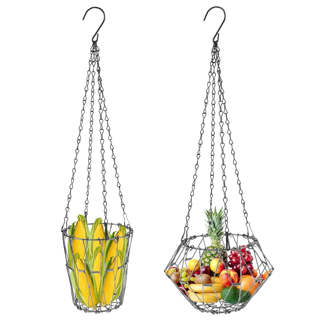 Grusce 2PCS Stainless Steel Chicken Vegetable Hanging Feeder, Large Capacity Chicken Fruit Feeder Reduced Waste for Duck Rabbit