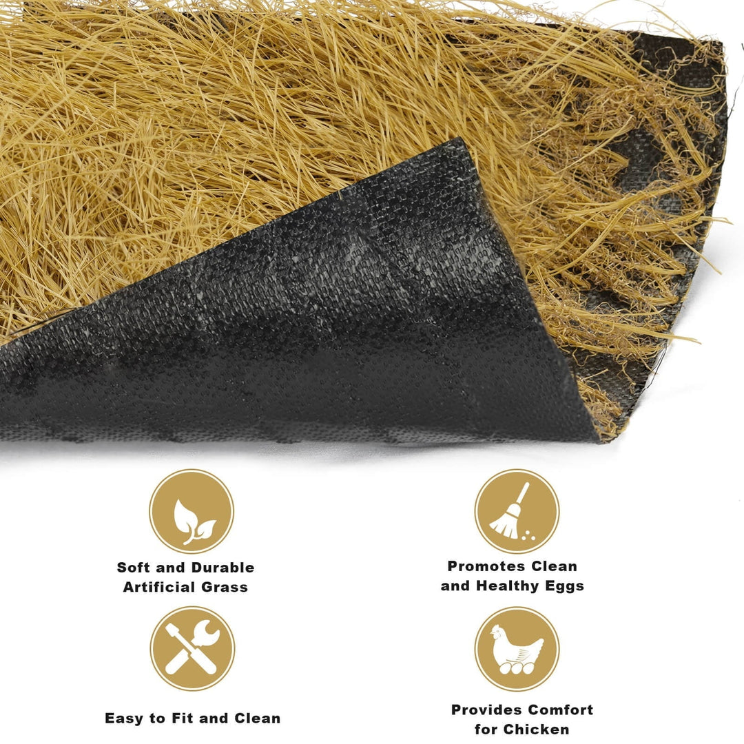 HOTSOUL 36 Pack Chicken Nesting Pads, 12x12 inch Yellow Artificial Grass Nesting Box Liners, Washable & Reusable Hen Nest Mats, Soft and Durable Coop Bedding