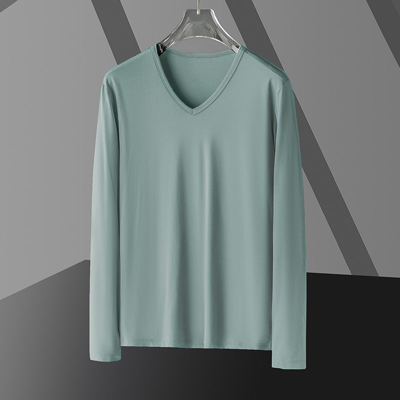 Long Sleeve Men's Fashion Wear Inner Bottoming Shirt Tight-fitting Solid Color Top