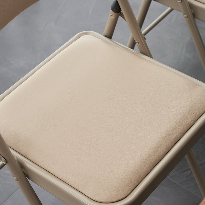 Set of 6 Folding Chairs with Padded Cushion, Foldable Iron & PVC Chair, Folding Chairs for Indoor, Outdoor, Party, Dining, Light Brown