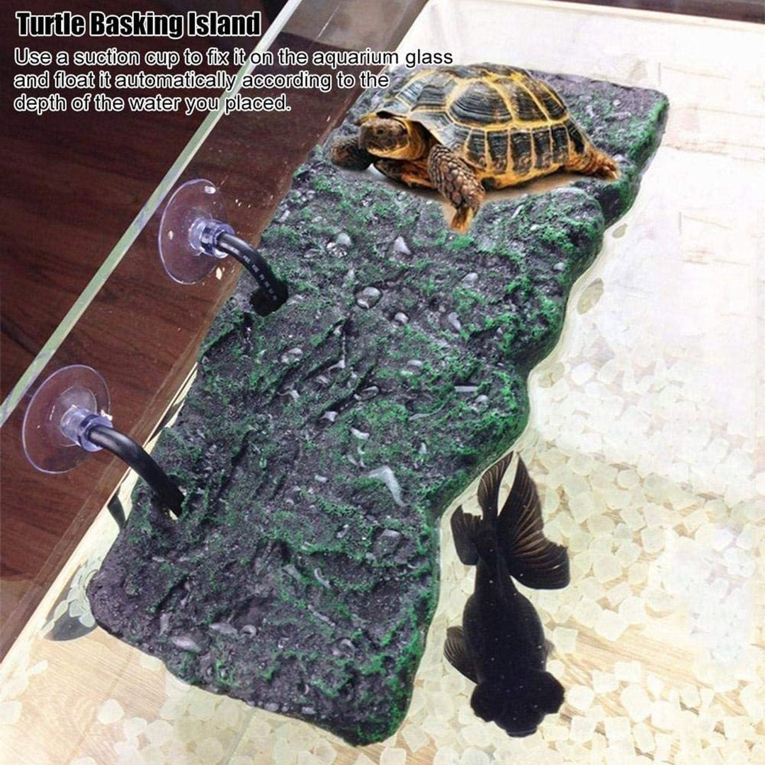 Ciwanning Floating for Turtle Basking Platform with Suction Cups Resin Island Dock for Aquatic Turtles Climbing Height Adjustable