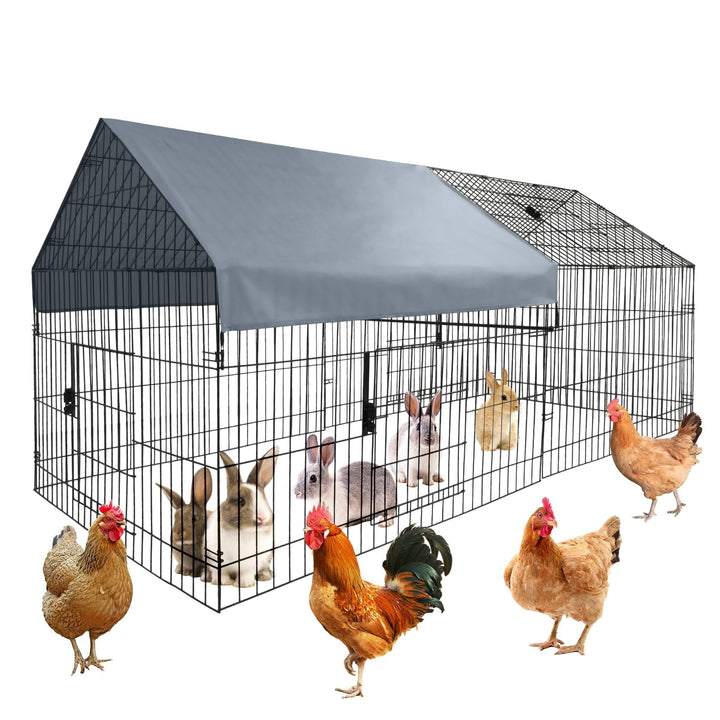 Kselythan 86"x40"x40"Large Metal Chicken Coop,Metal Pet Playpen With Waterproof Cover,Small Animal Cage,Outdoor Backyard Farm Pet Playpen for Rabbit,Duck,Chinchillas