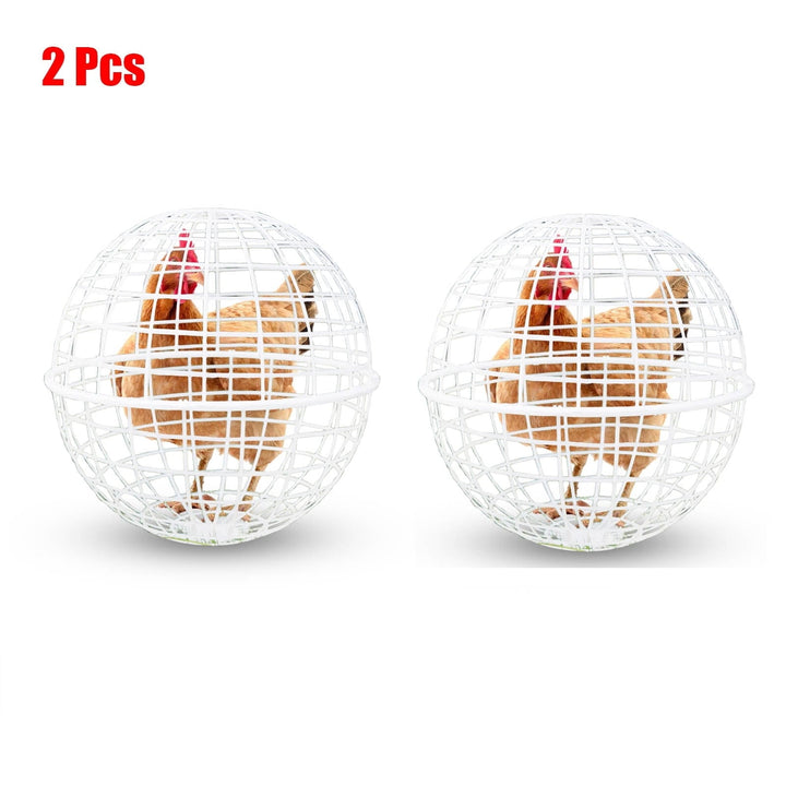 2 Pcs Chicken Balls Cage for Outside, Movable Chicke Coops, Sturdy & Safe & Roomy, Plastic Rolled Cage for Free-Range Pigeons, Rabbits, Ducks, Chicken, White 7.87 Inch