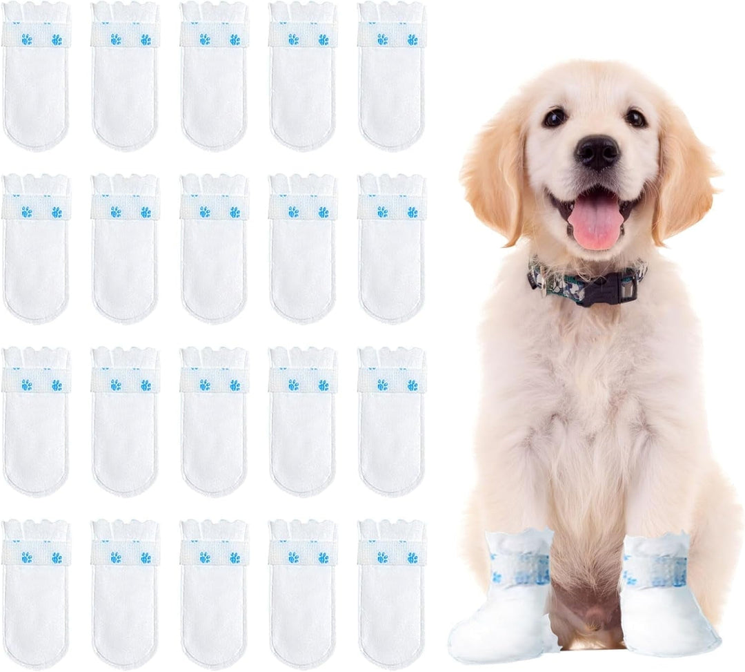 20 Pcs Disposable Dog Shoes, Dog Boots for Injured Paws Waterproof Disposable Dog Socks Paws Stop Licking with Self Adhesive Bandage Dog Shoes for Injured Paws for Indoor Outdoor Walking (L)