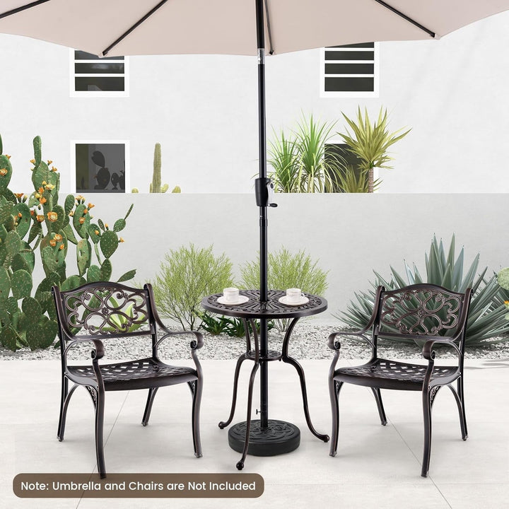 ZDOOR 24” Patio Bistro Table, Cast Aluminum Outdoor Side Table with 2" Umbrella Hole, All-Weather Resistant Round Patio Dining Table for 2 for Front Porch, Pool, Backyard, Garden, Balcony
