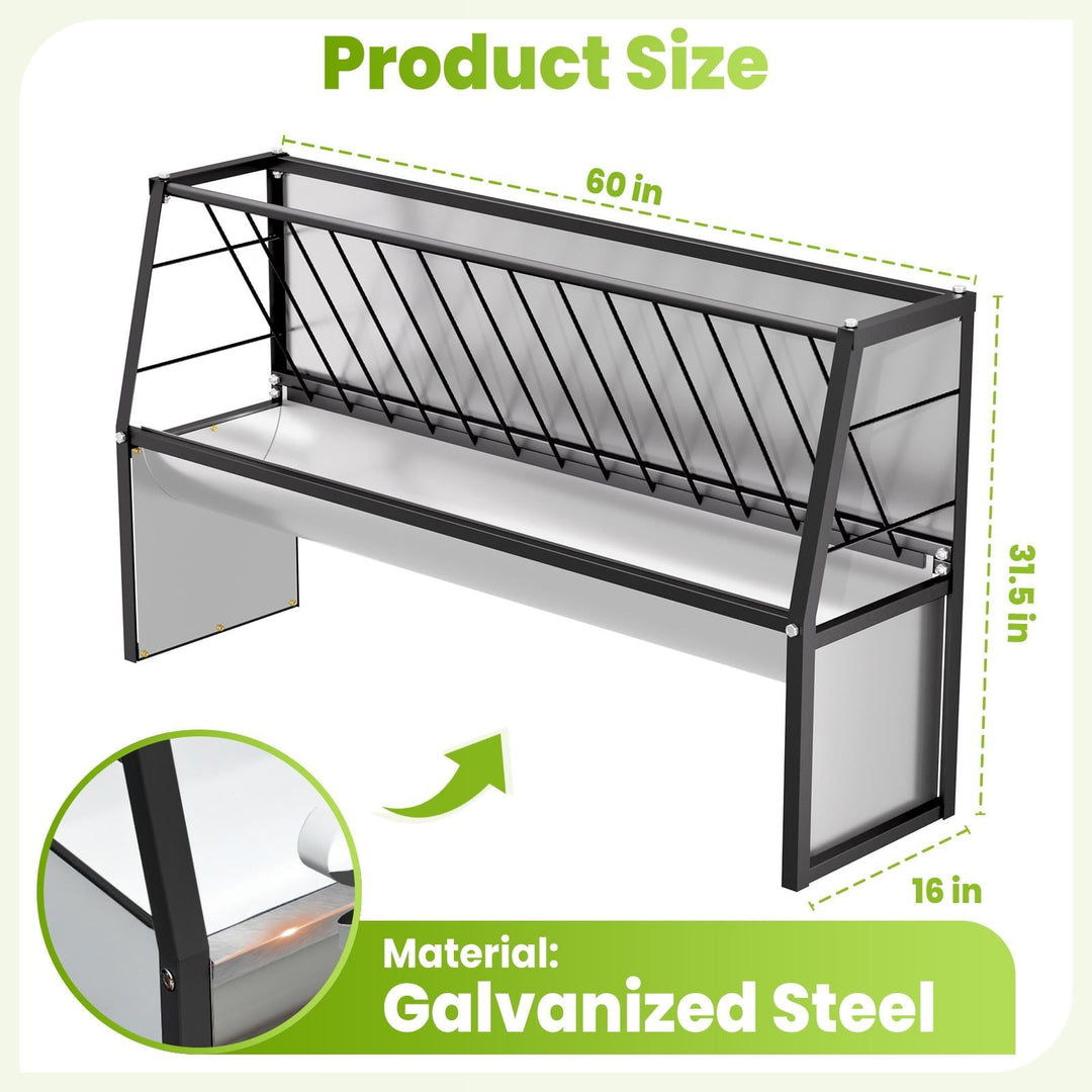 60 Gallon Feeder, Durable Galvanized Steel Pasture Feeder, Non - Deformed for Horses, Cows, Pigs in Outdoor Pasture, Farm Field, Animal Enclosure