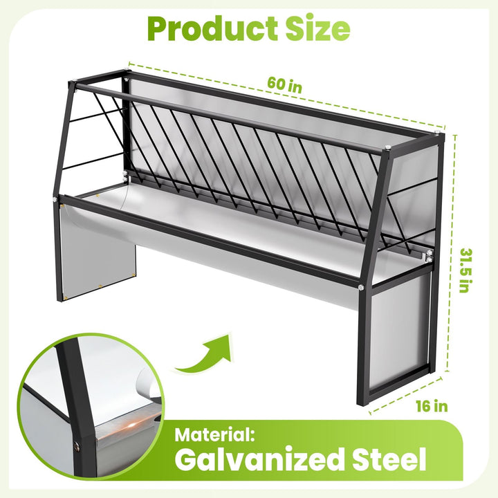 60 Gallon Feeder, Durable Galvanized Steel Pasture Feeder, Non - Deformed for Horses, Cows, Pigs in Outdoor Pasture, Farm Field, Animal Enclosure