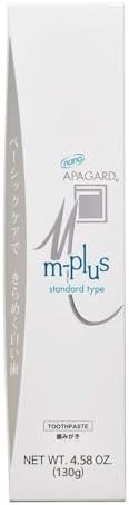 APAGARD® M-Plus, Sangi's Nano-Hydroxyapatite Toothpaste for Naturally Whiter Teeth, No Fluoride, for Family use, 130g / 4.58 oz, Mild Mint Flavor, Pack of 1