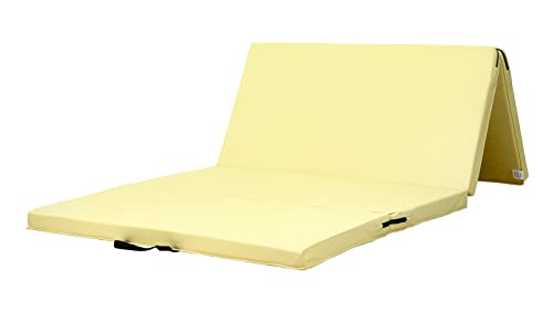 KaRaDaStyle Gymnastics Mat Folding Stretch Mats 71"x39"x2" Exercise Muscle Training Children Play Horizontal Bar Mat Yoga Sports Soundproof Home Use (Yellow/4-fold)