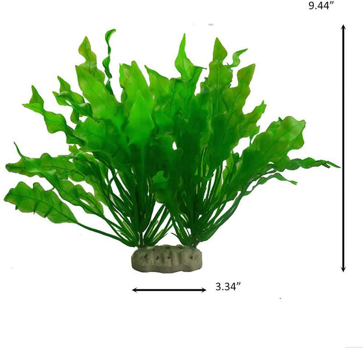 Green Plastic Aquarium Tank Grass Decoration 9.5" Tall Broad Leaf Artificial Aquatic Plants, Aquarium Water Grass for Fish Tank Decoration.