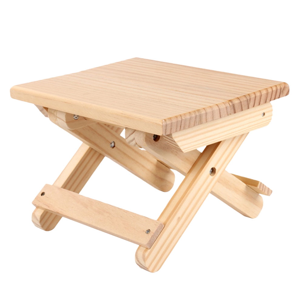 NICEXMAS 1Pack Portable Folding Stool Wooden for Fishing Picnic Park Outdoor Use Light Yellow 11.8x8.3x6.9in