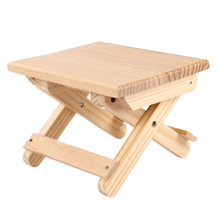 NICEXMAS 1Pack Portable Folding Stool Wooden for Fishing Picnic Park Outdoor Use Light Yellow 11.8x8.3x6.9in