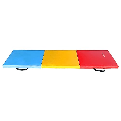 BalanceFrom Folding Gymnastics Mat Home Gym Floor Tumbling Equipment, Multicolor