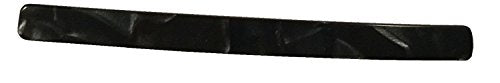 French Amie Long and Thin Large 4" Celluloid Handmade No Slip Durable Hair Barrette Clip for Women, Made in France (Black Nycra)