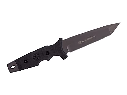Smith & Wesson 10.6in High Carbon S.S. Fixed Blade Knife with 5.2in Tanto Blade and TPE Handle for Outdoor, Tactical, Survival and ED