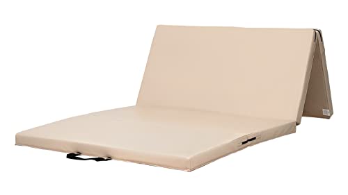 KaRaDaStyle Gymnastics Mat Folding Stretch Mats 71"x39"x2" Exercise Muscle Training Children Play Horizontal Bar Mat Yoga Sports Soundproof Home Use (Beige/4-fold)