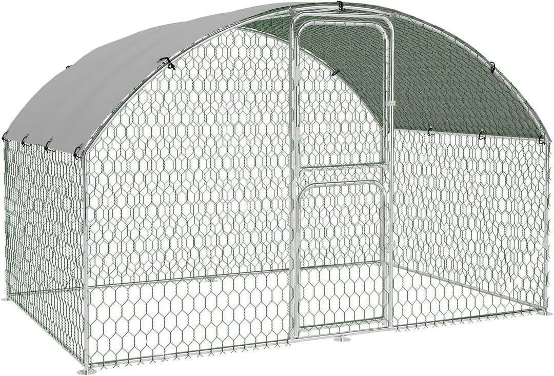 Luku Large Metal Chicken Coop, Heavy Duty Walk-in Poultry Cage Hen House with Double Door, Waterproof & Anti-UV Roof Cover, Galvanized Steel Frame, Outdoor Backyard Farm Chicken Pen
