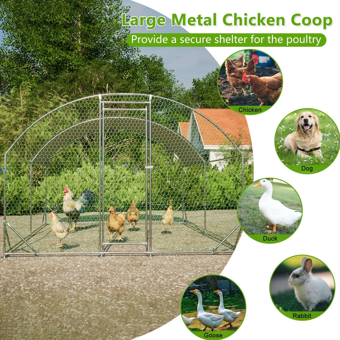 Large Chicken Coop Metal Chicken Run with Waterproof and Anti-UV Cover, 9.84'x13.12'x6.56'