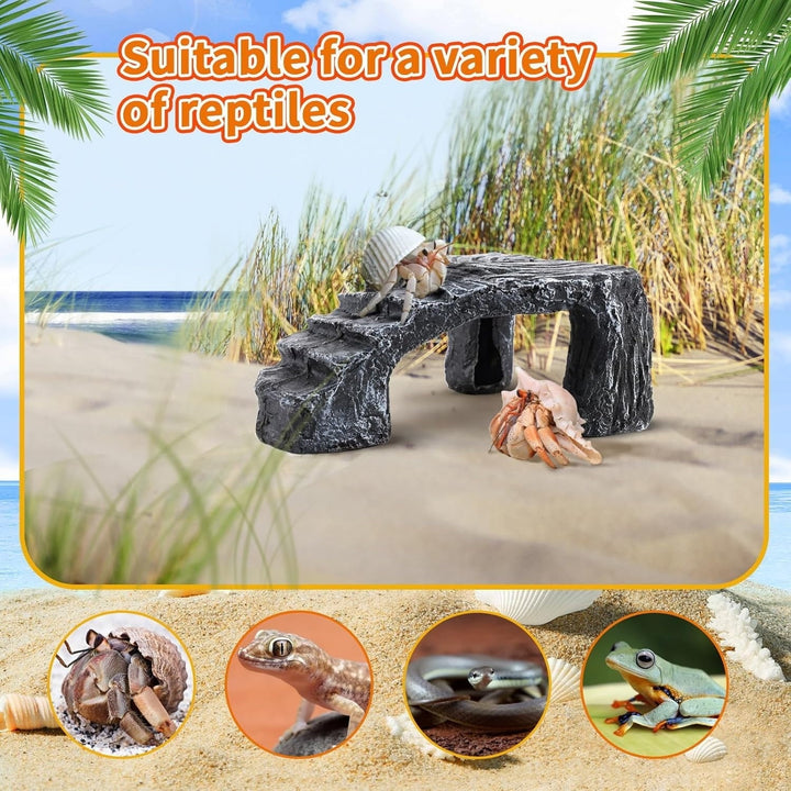 Hermit Crab Climbing Toys,Resin Hermit Crab Hideout,Hermit Crabs Tank Accessories Decor,Climbing Hideout Toy for Hermit Crabs Lizard Chameleon Hamster (Grey, 4.33 x3.74 x1.96in)