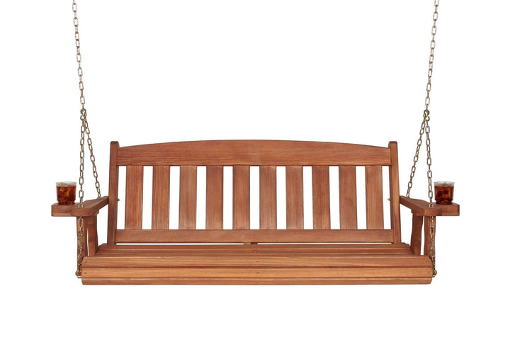 Amish Heavy Duty 800 Lb Mission Treated Porch Swing with Hanging Chains (5 Foot, Cedar Stain)