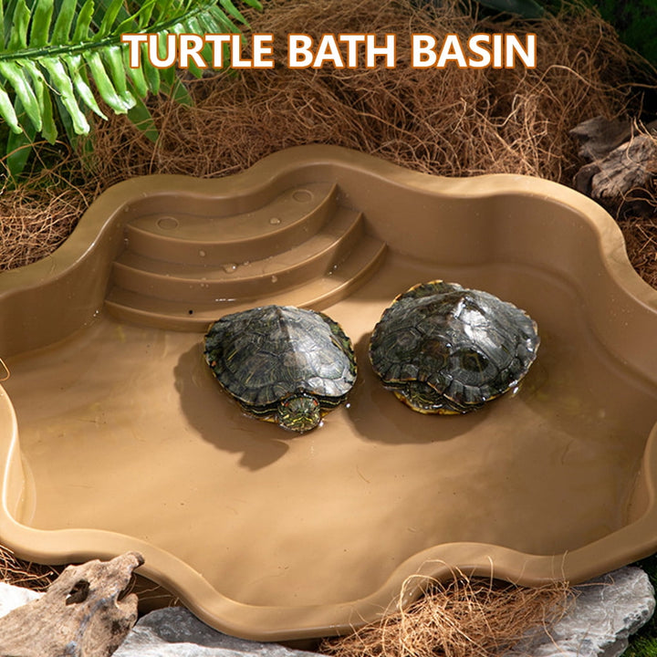 Tmboryuu Reptiles Bathing Pool with Step Large Reptiles Bathing Pool Turtles Bathing for Turtles, Lizards, and Geckos