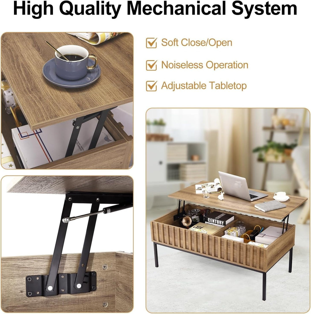 Modern Lift Top Coffee Table, Rustic Wooden Coffee Table with Hidden Storage Compartment Table for Living Room, Center Table for Living Room or Office，