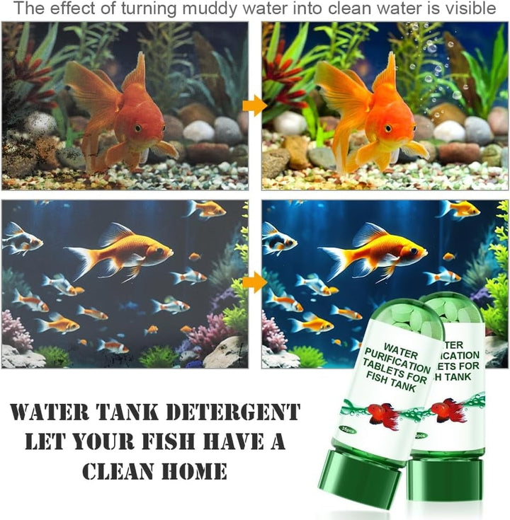 Z 2pcs Powerful Aquarium Water Purification Tablet - Fast Water Purification - Aqua Safe for Fish Tank - Water Purification Tablets for Fish Tank - Aquarium