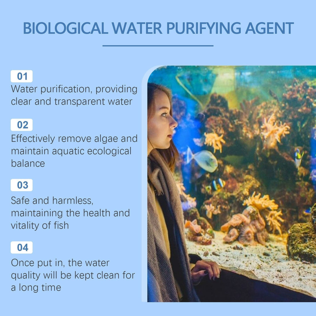 Rwvbm Aquarium Water Purifier & Algaecide Removes Moss,Powder & Waste Improves Water & Fish Health Safe for All Fish Tanks Easy-to-Use (1 Pack)