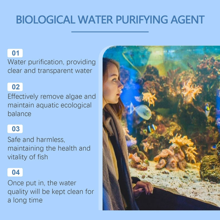 Rwvbm Aquarium Water Purifier & Algaecide Removes Moss,Powder & Waste Improves Water & Fish Health Safe for All Fish Tanks Easy-to-Use (1 Pack)