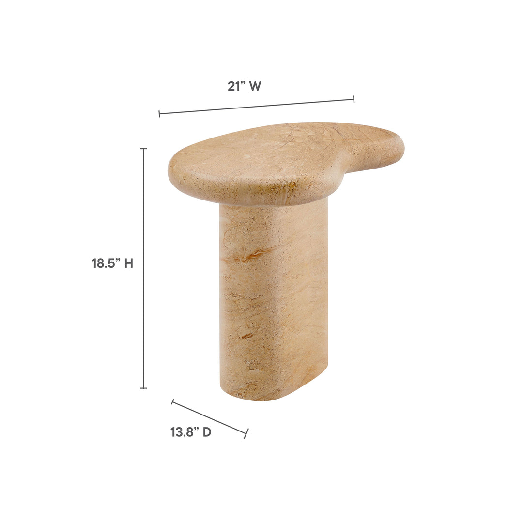 Coffee Side Table, Brown, Faux Stone Concrete, Outdoor Patio Balcony Cafe Bistro Garden Hospitality Restaurant, Modern Contemporary, HB37586