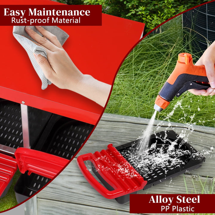 ZephyPaws Metal Chicken Nesting Box with Plastic Basket, 3 Compartments Chickens Egg Laying Nest Boxes with Roll Out Egg Collection for Hens Chicken Coop, Red