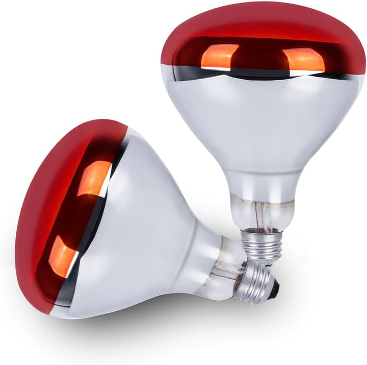 250 Watt Heat Lamp Bulbs for Chicks, R40 Brooder Heat Lamp for Chickens, Infrared Reflector Heat Bulbs for Brooder Heater, Incandescent Spotlight for Pet, Bathroom, Food (2 Pack)