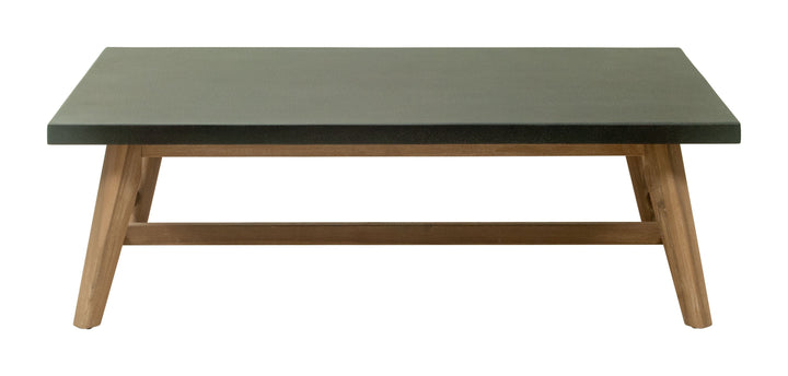 Dert Coffee Table Gray Coffee Table, Modern Style, Faux Concrete Duralcrete rectangular shape tabletop, Acacia Wood, Outdoor Living