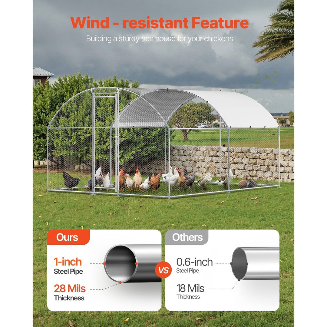 KFFKFF Metallic Poultry Enclosure, Dimensions 9.8x13.1x6.5 ft, Spacious Walk-in Design with Protective Cover, Dome-shaped Roof, Secure Locking Mechanism, Outdoor Cage for Ducks and Rabbits