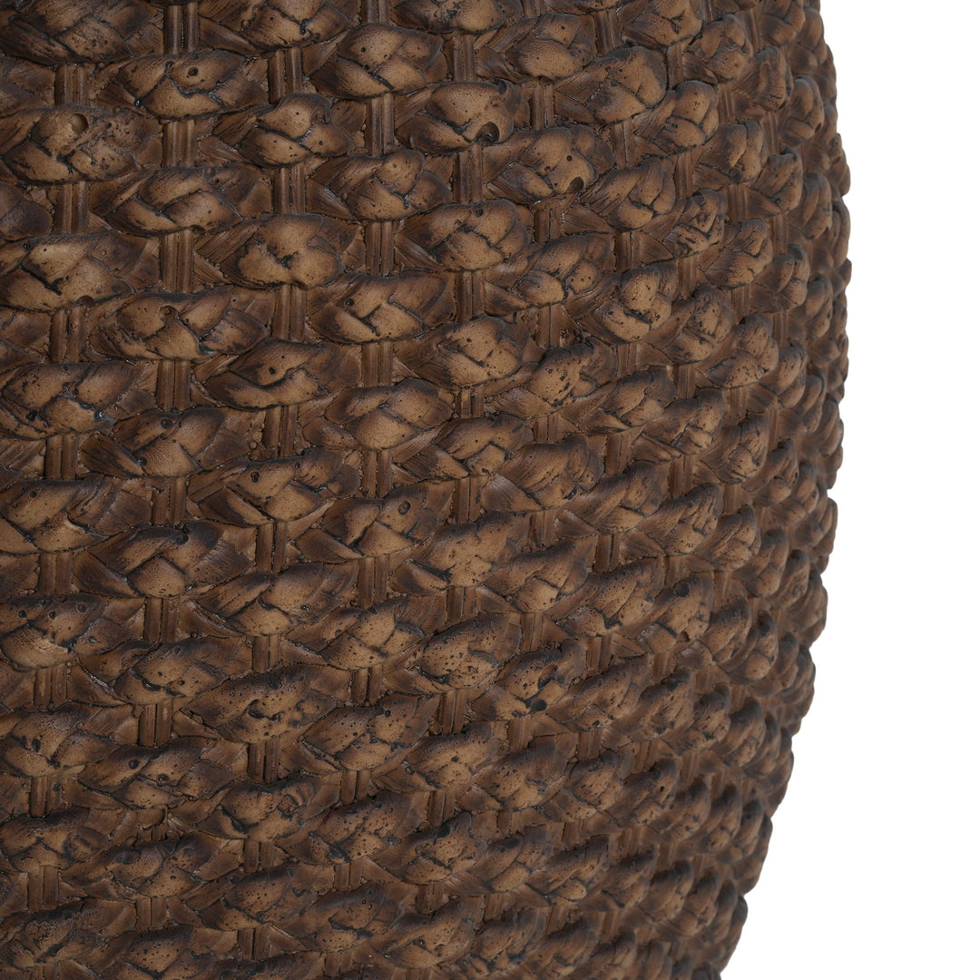 Homy Casa Faux Rattan Side Table for Poolside Lounge or Patio Balcony Relaxation, Brown