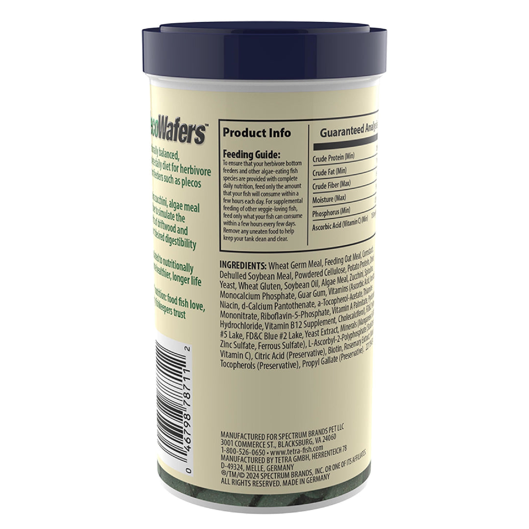 Tetra Pleco Wafers for Algae Eating Fish, Sinking Fish Food to Support Digestibility, 6.5 oz