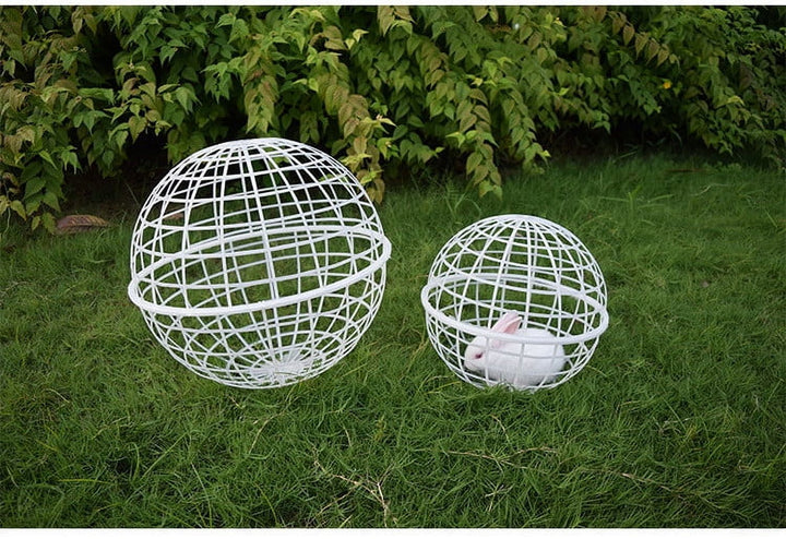 2 Pcs Chicken Balls Cage for Outside, Movable Chicke Coops, Sturdy & Safe & Roomy, Plastic Rolled Cage for Free-Range Pigeons, Rabbits, Ducks, Chicken, White 7.87 Inch