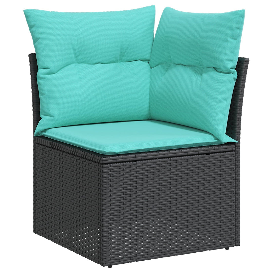 vidaXL 8 Piece Garden Sofa Set with Cushions Black Poly Rattan, vidaXL 2-Seater Garden Sofa with Cushions Black Poly Rattan