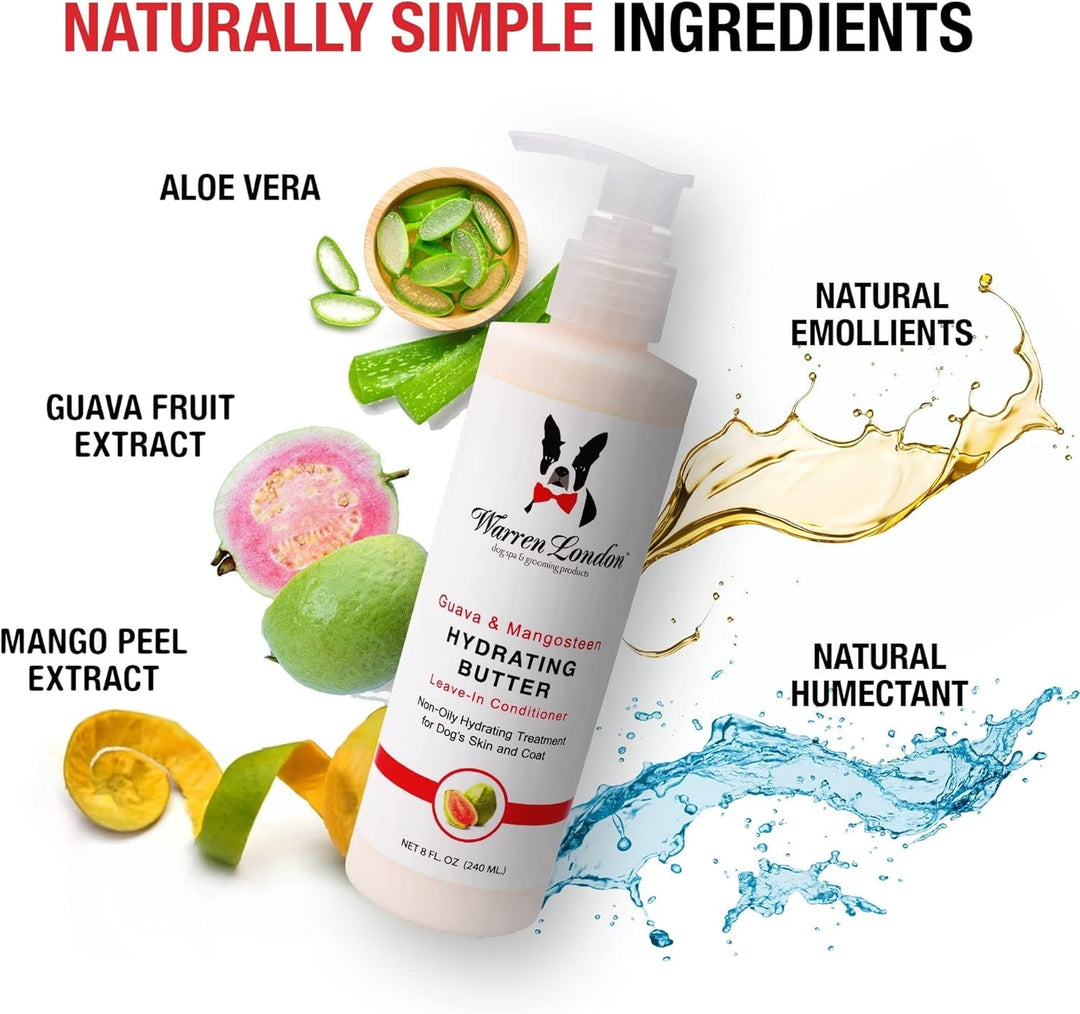 Hydrating Butter Leave in Pet Conditioner for Dogs | Lotion for Skin and Coat | Aloe Puppy & Dog Conditioner for Hair Detangler, Dry Skin, & Pet Fur Dandruff | Made in USA | Guava 8oz