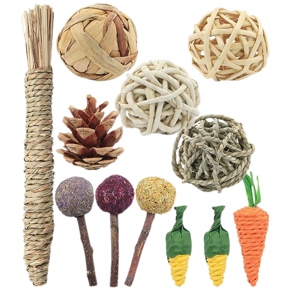 Sold 12Pcs Rabbit Chew Toys Cage Accessories Small Animals Chewing Toys for Bunny Chinchilla