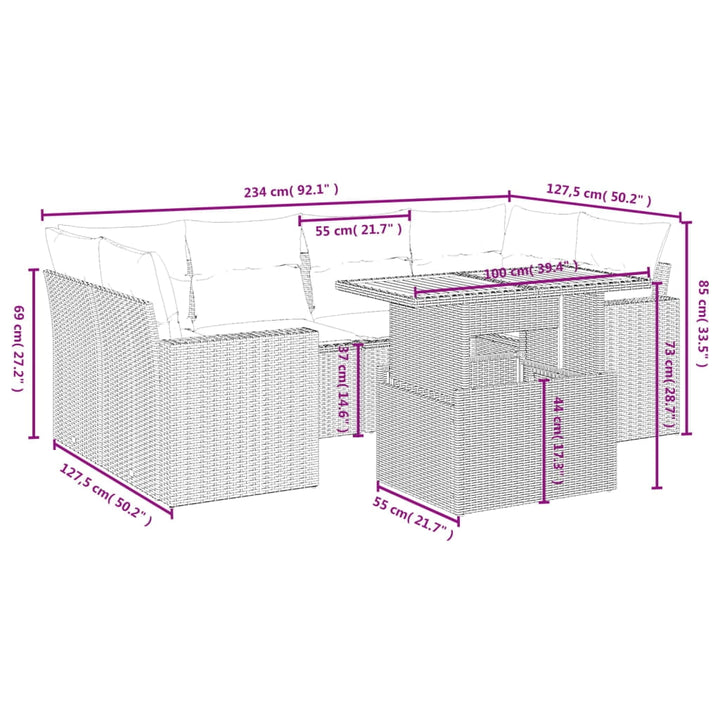 vidaXL Garden Sofa Set Gray, Dark Gray PE Rattan Large