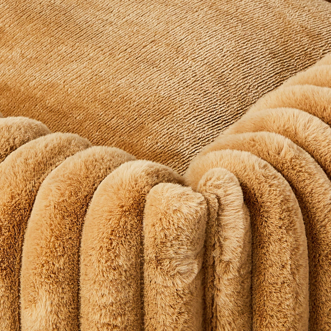 Vibrant Life Thick Cord Pet Bed for Dogs & Cats, Bolster, Thick Cord Plush, Machine Washable, Tan, 27" x 21"