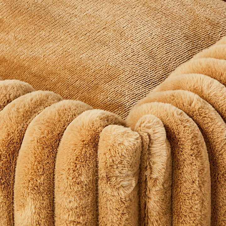 Vibrant Life Thick Cord Pet Bed for Dogs & Cats, Bolster, Thick Cord Plush, Machine Washable, Tan, 27" x 21"