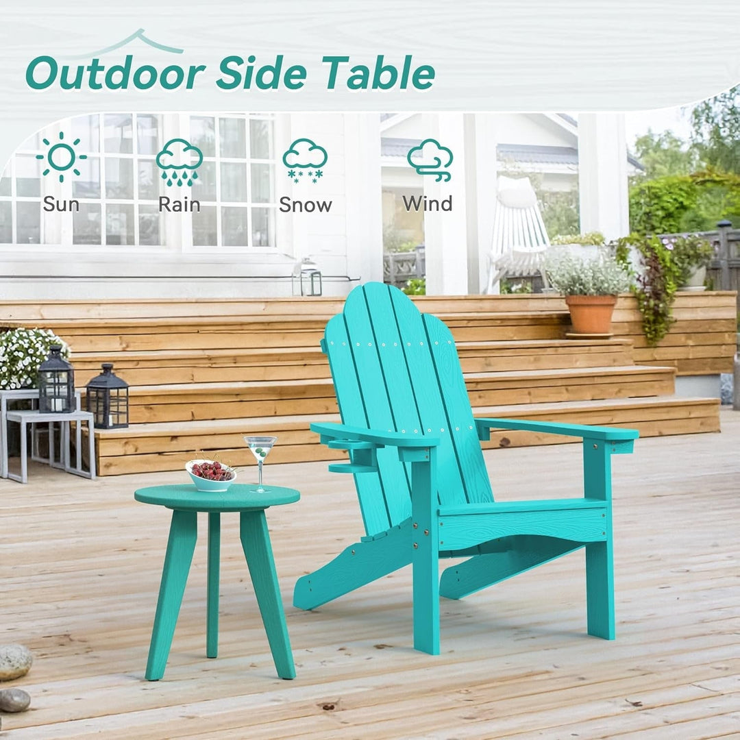 Outdoor Side Table, Small Round Side Table Weather-Resistant, Outdoor Side Tables for Patio, Porch, Deck, End Table for Plant Stand, Living Room, Bedroom,Turquoise