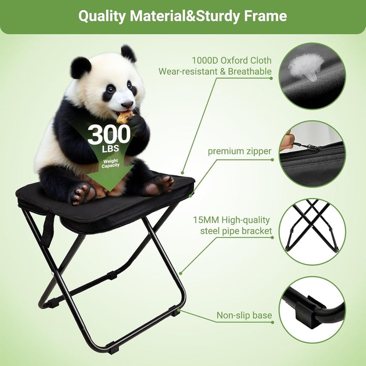 ShengVisions Ultralight 13" Collapsible Camping Stool - 1.3lb Portable Folding Chair w/Carry Bag, Supports 300lbs - Perfect for Hiking, Fishing, Outdoor Adventures (Black)