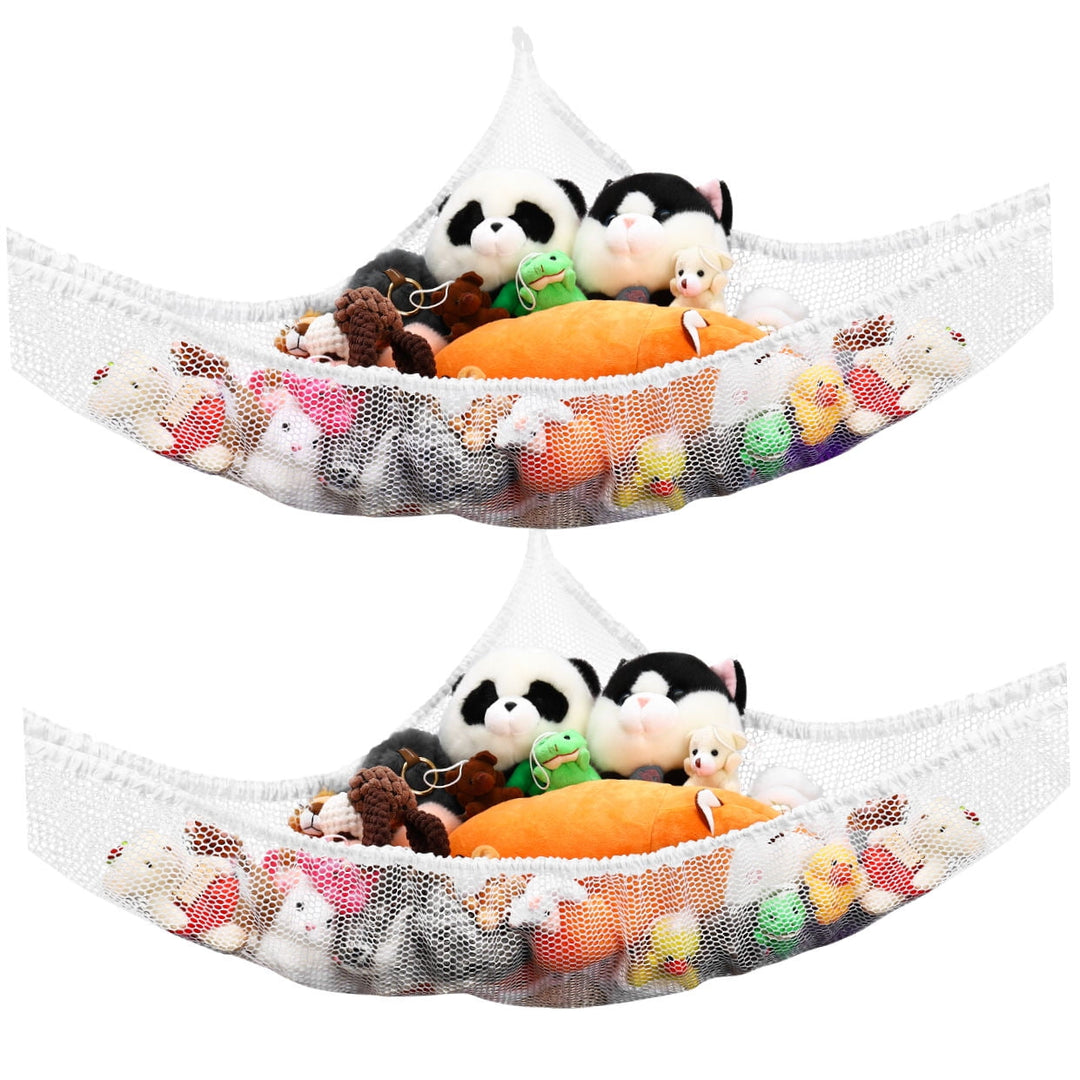 PAMINGONO White Polyester Mesh Toy Hammock for Toy Tidy in Bedroom 2Pcs