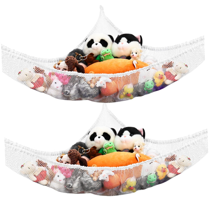 PAMINGONO White Polyester Mesh Toy Hammock for Toy Tidy in Bedroom 2Pcs